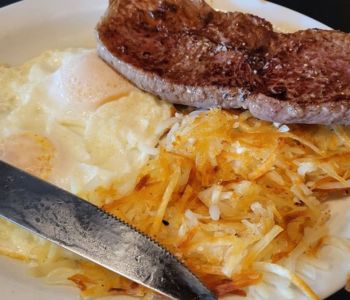 Steak and Egg breakfast at Shipwreck restaurant in Olympia
